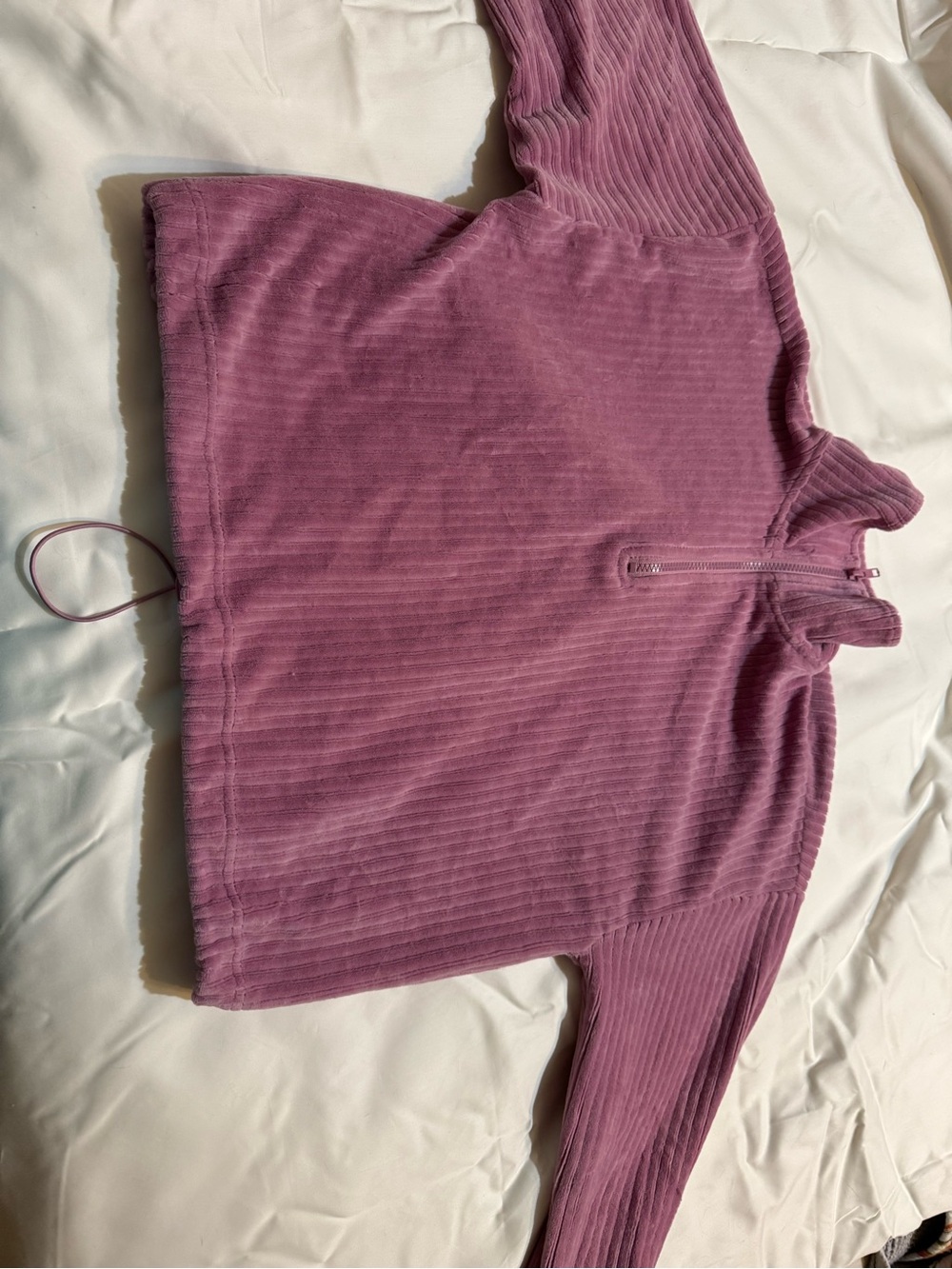 Forever 21 Plush VelourRibbed Half-Zip Pullover - Dusty Rose Junior size Small